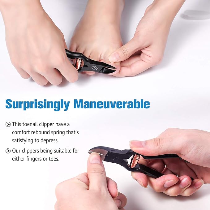 FERYES Precision Toenail Clippers for Thick or Ingrown Toenails - Secure and Stylish Design Thick Nail Clipper - W/Leather Case