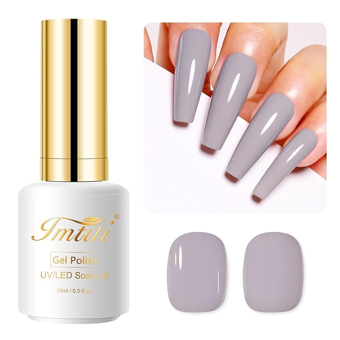Imtiti Nude Gel Nail Polish, 15ML Grey Gel Polish Autumn Winter Gel Nail Polish Soak Off LED UV Nail Gel Polish DIY Nail Art Starter Manicure Salon Gel Nail Kit