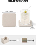 Fluxynara Felt Coasters with Holder, Linen Dusk | Square Felt Coasters - Image 2