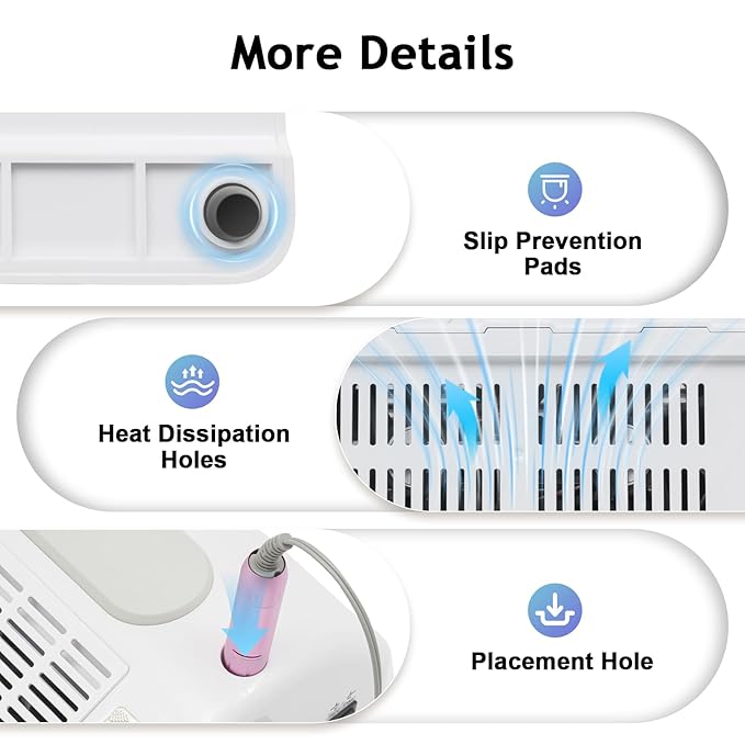 Nail Dust Collector | Vacuum Multifunction Nail-Care Art Machine, Professional 30000PRM Electric Nail Drill Machine with Bits and Sanding Bands, 48W/96W UV LED Lamp