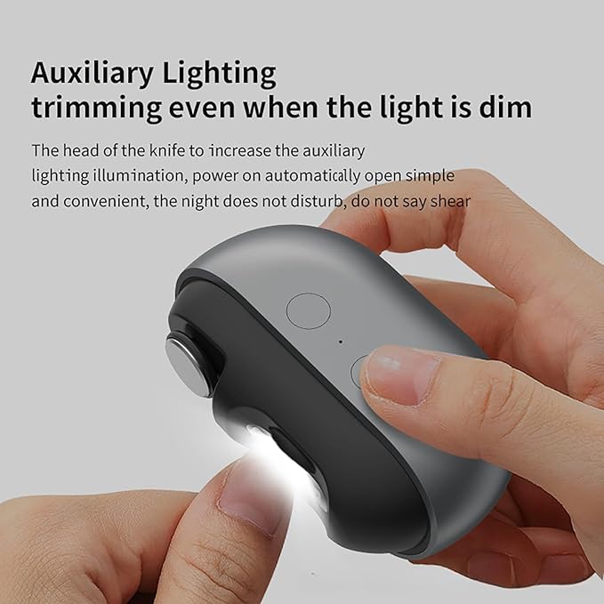 Nail Clipper - 2026 Smart Nail Clippers for Seniors, Electric Nail Clippers with LED Light, Painless Toenail Trimmer for Thick Nails, Arthritis, and Low Vision, Easy Trimming and Cleanup (Gray, 1 pc)