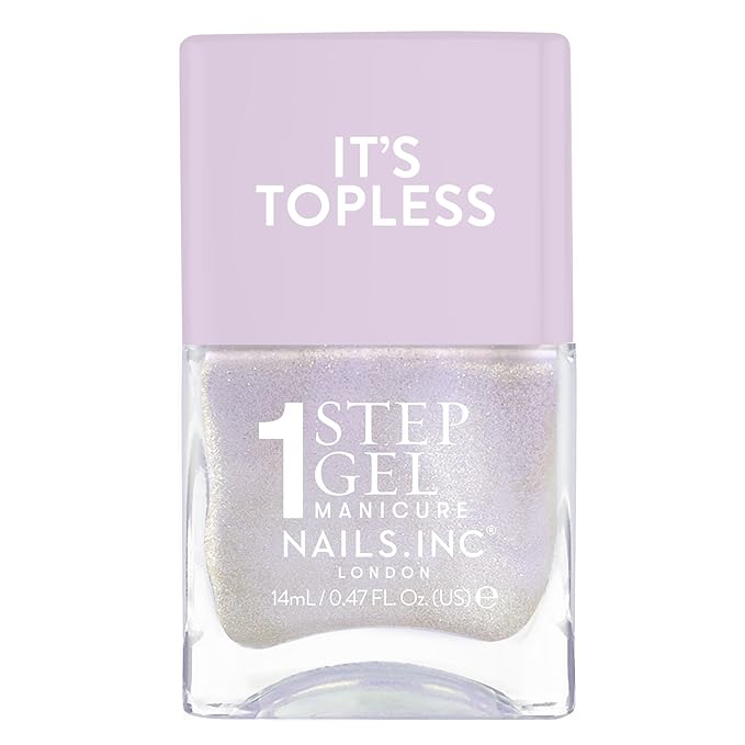 Nails Inc It's Topless Gel-Like Nail Polish, 4-in-1 Base Coat, Treatment, Color & Top Coat, Long Lasting, Strong, Chip Free Nails, Glossy Salon Quality Manicure, Air Dry Nail Polish, Halle, 0.47 Fl Oz