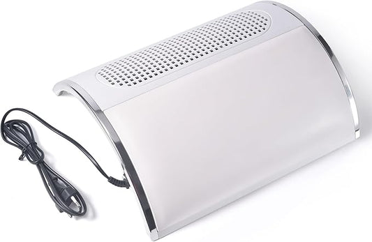 Nail Dust Collector for Acrylic Gel Nails Removal, with 3 Exhaust Fan, Powerful 20W Nail Dust Vacuum Cleaner for Nail Art Salon & Home Use, with 2 Reusable Storage Bags, White