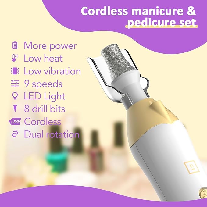 Callus Remover for Feet, Electric Foot Callus Remover - 8 Grinding Heads, 9 Speeds, Rechargeable Foot File - Professional Pedicure Tool for Hard Skin, Calluses & Cracked Feet Black