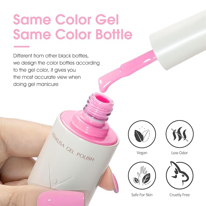 VENALISA Pink Gel Nail Polish 1 Pcs 10ML Soak Off UV Gel Salon Manicure DIY at Home Nail Art For Girls Women