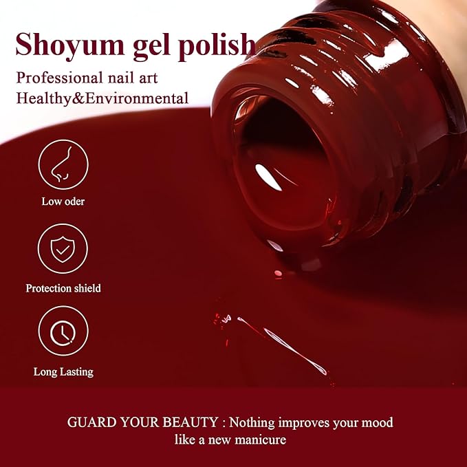 15ML Gel Nail Polish 1Pc Burgundy Red Gel Polish Soak Off UV LED Nail Polish Nail Art Starter Manicure Salon DIY at Home, 0.51 OZ