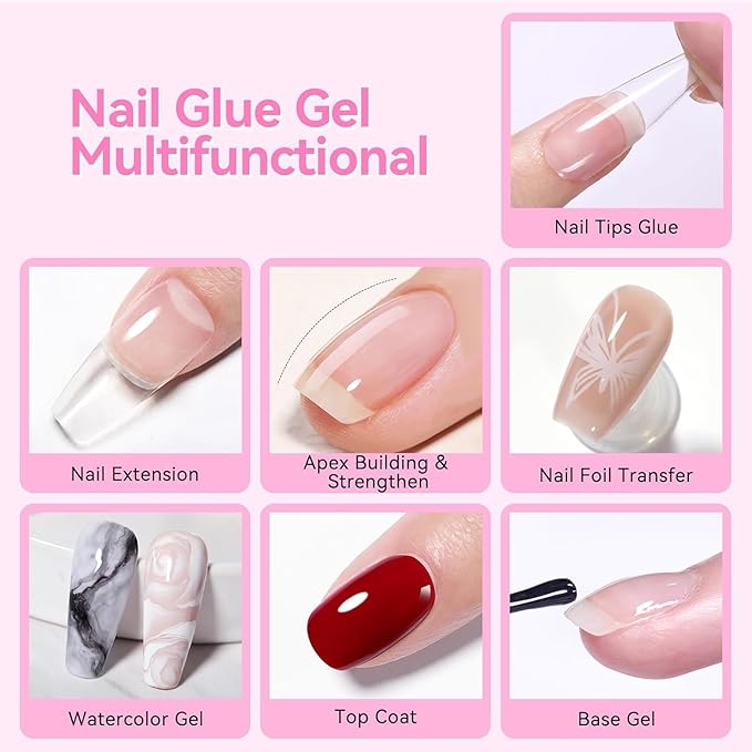 Born Pretty 15ml Nail Dehydrator and Nail Tips Glue Set, Not Chip or Peel and Long Lasting for Nails Art
