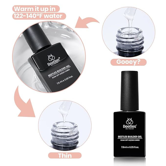 Beetles Builder Gel Set,Vitreous Radiance 4 Colors 8 in 1 Strengthening Apex Building Nail Extension with Base&Top Coat for Beginners DIY Salon at Home,Silver Cat Eye Gel Nail Polish,UV&LED Needed