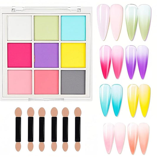 9 Color Nail Pigment Powder Set for Vibrant Ombre,Glitter Nail Art DIY Manicure Accessories Kit with Long-Lasting Shades