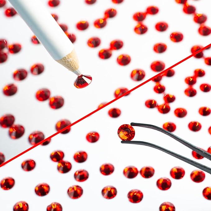 4010pcs Red Rhinestones Nail Gems Siam Red Round Flatback Stones 6 Sizes(1.6-6.1mm) to SS30 K9 Glass Non-Hotfix Ruby Red Nail Crystals Jewels Nail Art Nail Charms for Nails Eyes Face Makeup Crafts DIY