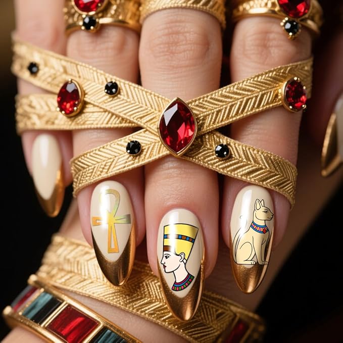 PH PandaHall 3pcs Egyptian Elements Nail Stamping Plates Pharaoh Nail Image Plates Cats Snakes Nails Art Stencils Egypt Icons Manicure Art Templates for Women DIY Manicure Printing Design Supplies