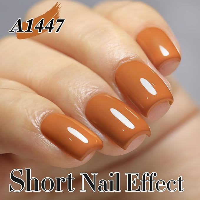 Double Rhythm Gel Polish 15ML Jelly Sheer Pastel Light Milky Color Pearl White Bottle 1 PC 0.5 OZ Full Size Nail Art Salon at Home (Brown Nude-D1447)
