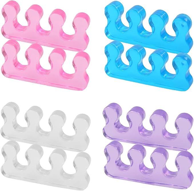 Toe Separators for Nail Polish, Toe Spacers Gel Toe Separator Toe Dividers Pedicure for Toenail Finger Tools 4 Colors IRCHLYN (4 Pairs)