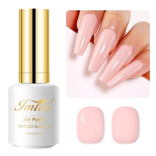 Imtiti Nude Pink Gel Polish - 0.5 Fl Oz Soak Off LED UV Nail Gel Polish for Spring/Summer DIY Nail Art & Salon Manicure Kit