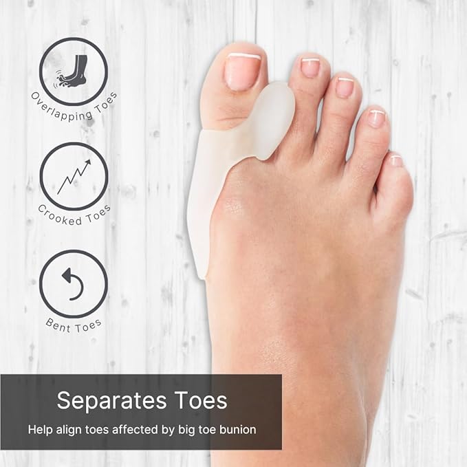 NatraCure Gel Big Toe Bunion Guards & Toe Spreaders (2 Pieces) - Pain Relief for Crooked, Overlapping Toes, Pressure, Protector, Corrector, Shield, Spacer, Pad, Separator, Cushion - 1315-M CAT 2PK