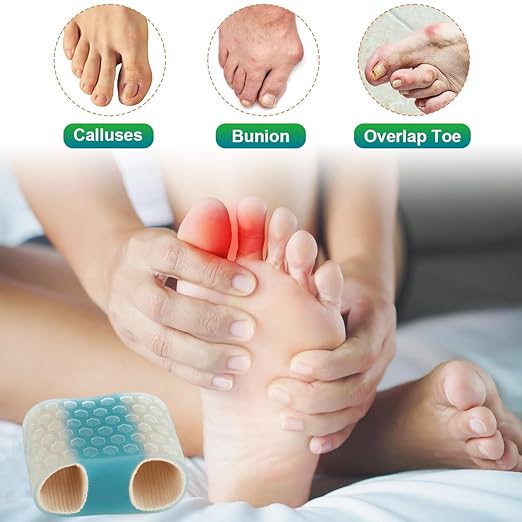 4-Pack SEBS Toe Spacers & Separators for Men & Women – Bunion Relief, Overlapping Toe Correction, Reusable (2blue+2color)