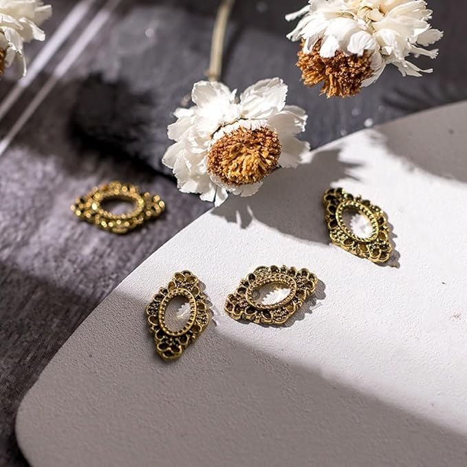 100PCS Frame Charms for Women Girls, Gothic Photo Frame Metal Nail Charms Retro Gold Silve Manicure Accessories 3D Flatback Jewels for DIY Nail Art Crafts Decoration