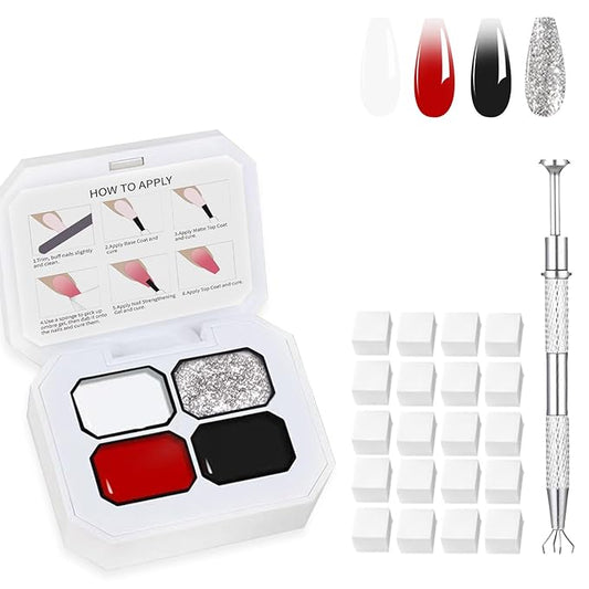 AIJIMEI Ombre Gel, Gradient Painting Gel, Ombre Gel Nail Polish, Including 100 Nail Sponges And Grabbing Pen Suitable For Salons And Family DIY(B10)