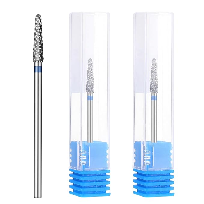 2 Pcs 3/32" Cuticle Clean Nail Drill Bits, Small Cone Clean Medium Grit Carbide Gel Remover Drill Bit for Electric Nail Drills, Conical Professional Manicure Tool Pedicure Gel Polishing Accessories