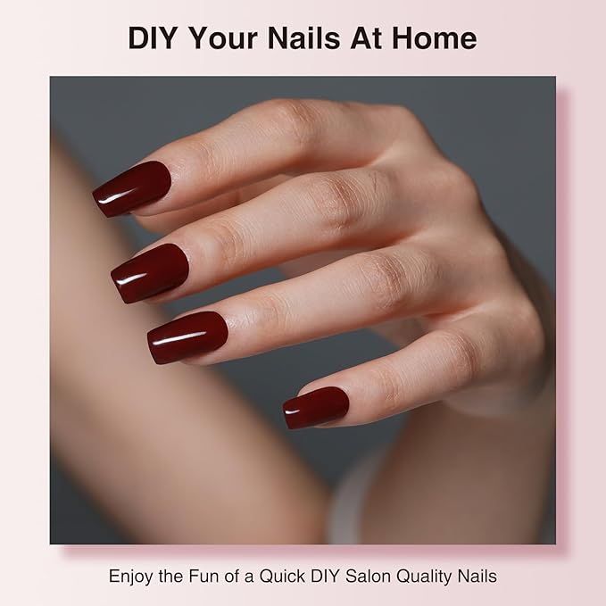Semi Cured Gel Nail Strips, 20 PCS Gel Nail Stickers Work with UV Light, Gel Nail Wraps, Salon Quality & Easy to Use - Sultry Cinders