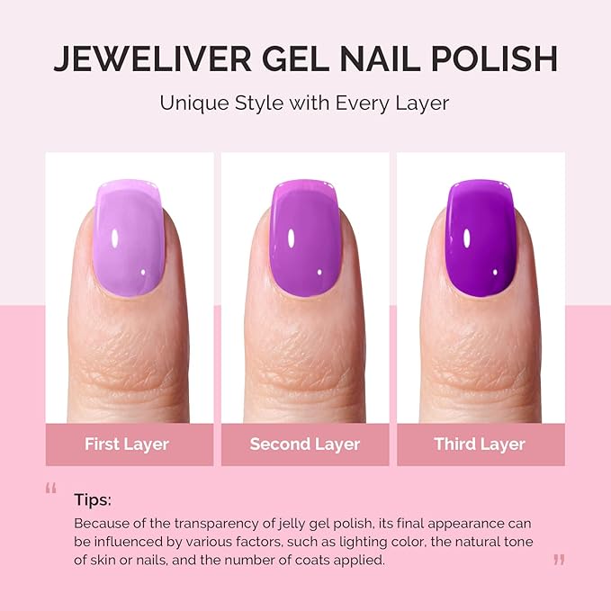 MelodySusie Purple Gel Nail Polish, 0.5Fl.oz Jeweliver Gel Polish Milky Dark Neon Color Purple Soak Off UV LED Light Cure Gift for Women Girls Nail Art Manicure DIY at Home JIG19