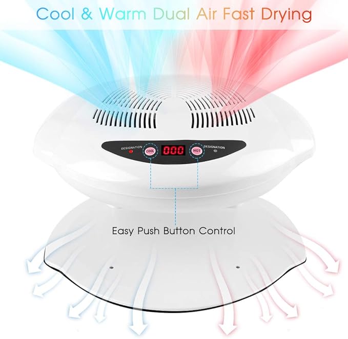 Ejoyous Nail Polish Dryer for Hands and Feet, 2 in 1 Cool/Warm Air Blow, LED, White