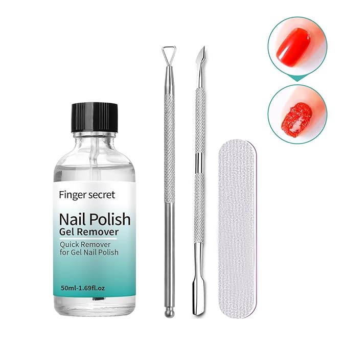 Finger Secret Nail Polish Gel Remover Kit Convenient for Gel Nails Remove 50ml,Professional Nail Remove Product for Salon & Home Use.Easy to operate
