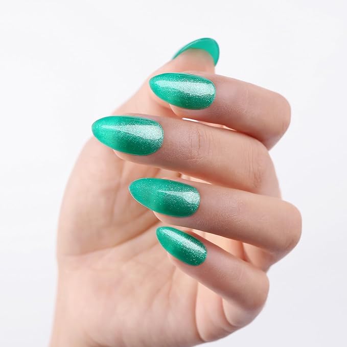 Imtiti Glitter Gel Nail Polish, 1 Pcs 0.5 fl oz Shimmer Green gel nail polish Color Soak Off Gel Polish Nail Art Manicure Salon DIY Nail Lamp Gel Nail Design Christmas Decoration