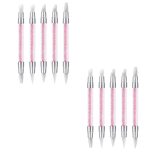 5pcs Nail Sculpture Pen Dual Tipped Nail Art Sculpture Pen, Nail Art Tools for Home Salon for Design Nail Carving Drawing Shaping Effect DIY Gel Manicure Tools (2KIT-WHITE)