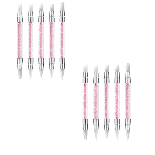 5pcs Nail Sculpture Pen Dual Tipped Nail Art Sculpture Pen, Nail Art Tools for Home Salon for Design Nail Carving Drawing Shaping Effect DIY Gel Manicure Tools (2KIT-WHITE)