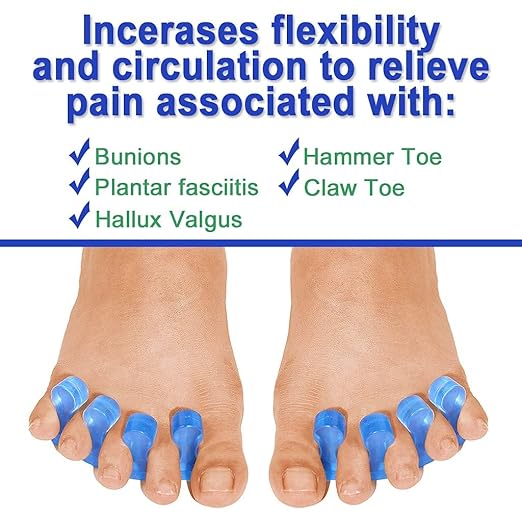 Toe Corrector Toe Separator Bunion Splint 【Updated Version】 Hallux Valgus Big Toes Corrector Set Bunion Brace Bunion Exercise Strap Orthopedic Kit Pain Relief (Blue, free)