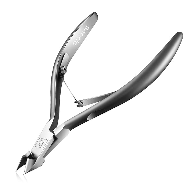 Cuticle Trimmer 3/4 Jaw Extremely Sharp Cuticle Nippers Scissors Stainless Steel Clippers Cutter Remover Pedicure Manicure Nail Tool, opove X7, Space Gray