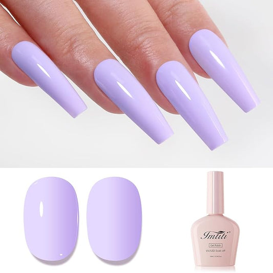 Imtiti Purple Gel Nail Polish, Pastel Purple Gel Polish High Gloss Soak Off UV LED Spring Summer Art Manicure Salon DIY Design 10ML