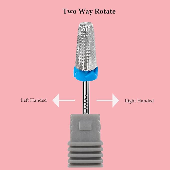 5 in 1 Nail Drill Bits, 3/32”Professional Carbide Drill Bits for Nails Multifunction Bit, Fast Remove Acrylic Hard Gel Cuticle Nail Efile Bit Manicure Pedicure,Two Way Rotate,Medium