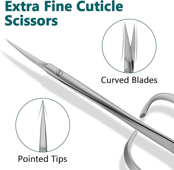 CGBE Cuticle Scissors Extra Fine Curved: Stainless Steel Eyebrow Scissor, Professional Manicure Scissors for Manicure, Eyelashes, Eyebrow, Dry Skin For Women And Men