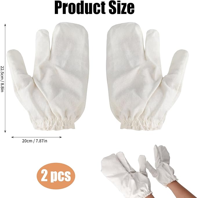 2 Pcs Garshana Gloves Raw Silk Massage Exfoliating Gloves for Women & Men, Ayurvedic Dry Brushing Body Scrub with Elastic Wristbands, Natural Skin Care Tool for Beauty Professionals