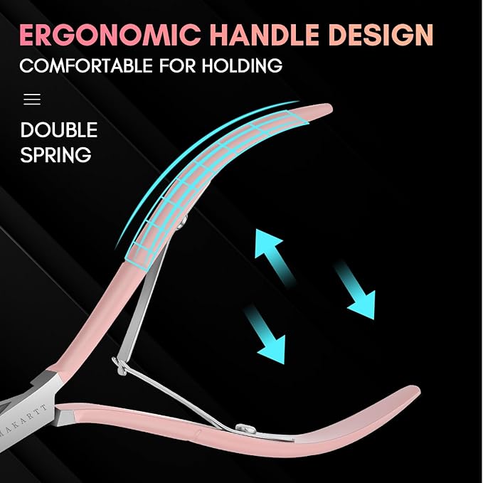 Makartt Cuticle Nippers, Pink Cuticle Trimmer Extremely Sharp Full Jaw Cuticle Remover Nail Care for Manicure Home Salon Use (Pack of 1)