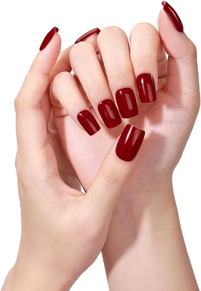 Nail Stickers, Gel Nail Strips with Manicure Tool Kit, 22 Pieces, Long Lasting, Chip Resistant, UV Free, Red