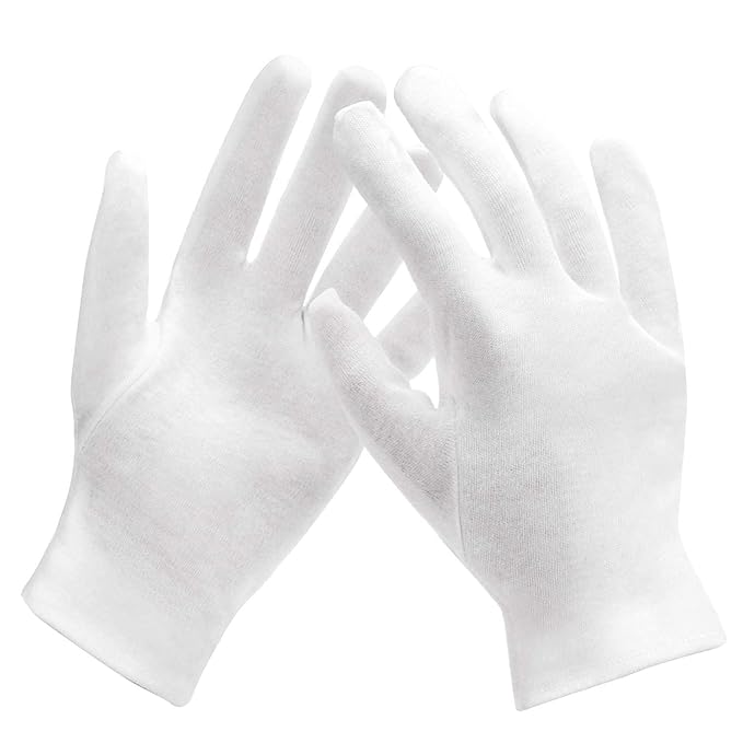 20 Pairs Archival Photo Gloves, White Work Gloves for Art Handling Working Photography Cloth Gloves Liners Bulk for Handling Jewelry, Film, Photo, Coin Collectors, Metal Inspection Men & Women
