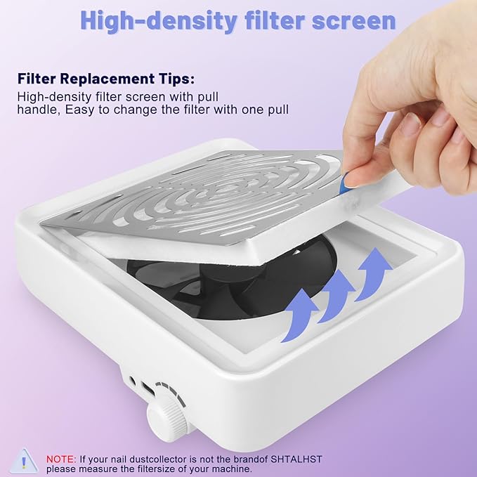 Nail Dust Collector Filter – 2PCS Replacement Nail Dust Vacuum Reusable Filter, for SHTALHST Nail Dust Collector Cleaner Manicure Tools, Easy to Clean, Nail Salon Home Use