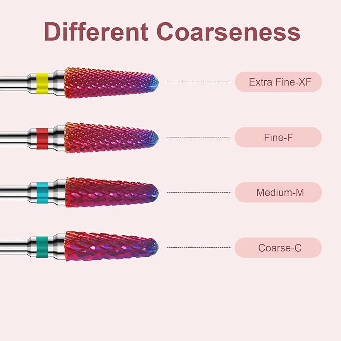 3/32" 2PCS Clean Cone Bits Fine Grit Carbide Cuticle Cleaner Bit for Electric Nail Drills – Professional Manicure Tool for Nail Salons and Home Use (F Grit. Purple)