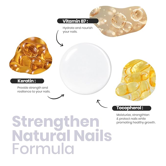 Beetles Nail Strengthener - Clear Nail Concealer Fast Air Dry Clear Air Dry Nail Growth for Damaged Uneven Nails Fingernail Polish Imperfection Masking for Sheer Shine DIY Manicure Salon Quality