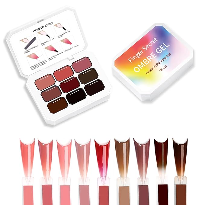 Ombre Gel Nail Polish Nail Sponges for Ombre 9 Series Colorful Blush Effect Gradient Painting Gel for Ombre Nails Multistyle French Manicure Nail Art DIY Home (A9)