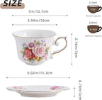 Ceramic Floral Cups with Saucers，7 oz Espresso Cups - Image 2