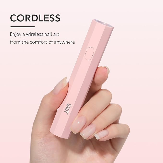 GAOY Handheld UV Light for Gel Nails, Mini Nail Lamp, Portable Cordless Rechargeable, Fast Curing, Octagon Pink