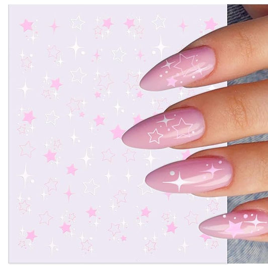 Nail Art Stickers Decals Self-Adhesive,3D Self-Adhesive Stars Nail Supplies Accessories for Women Nail Art Design Decoration