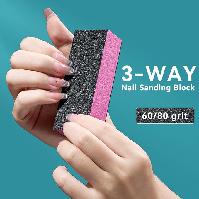 TsMADDTs Nail Files and Buffers, 13PCS Nail Kit with 3-Way Sanding Block, 4-Way Buffing Block, 100/180 Files, Cuticle Nippers & Cuticle Pusher