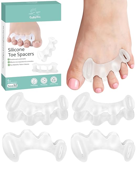 2 Pairs Toe Spacers Gel Silicone Toe Separators for Women Men to Correct Bunion Toes, Hammer Toes, Soft Big Toe Straightener Toe Corrector Toe Spreader for Feet Relief, Plantar Fasciitis