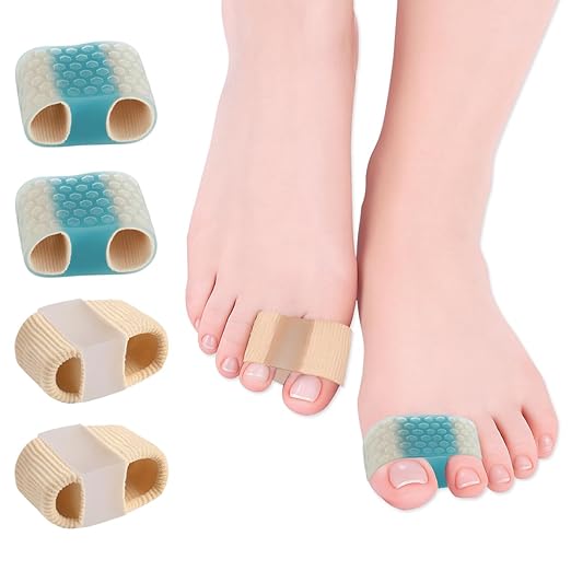 4-Pack SEBS Toe Spacers & Separators for Men & Women – Bunion Relief, Overlapping Toe Correction, Reusable (2blue+2color)