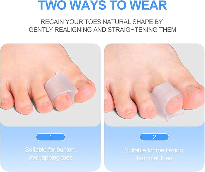 Hammer Toe Corrector, 6 Pack Toe Spacers, Toe Straighteners for Curled Toes, Bunion Corrector for Preventing Rubbing & Relieve Pressure (Large)